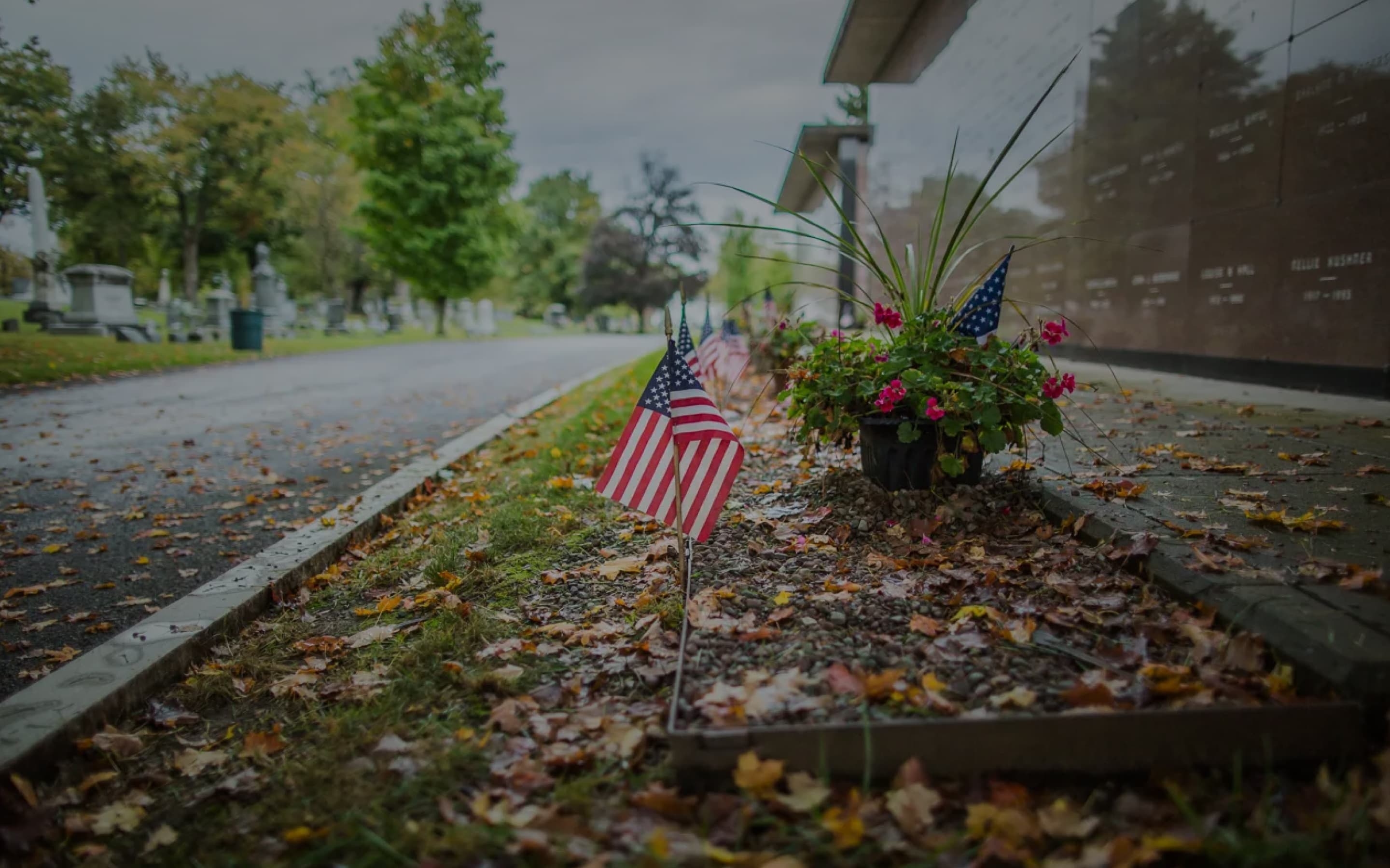 Photo with a view of Holy Angels Cemetery