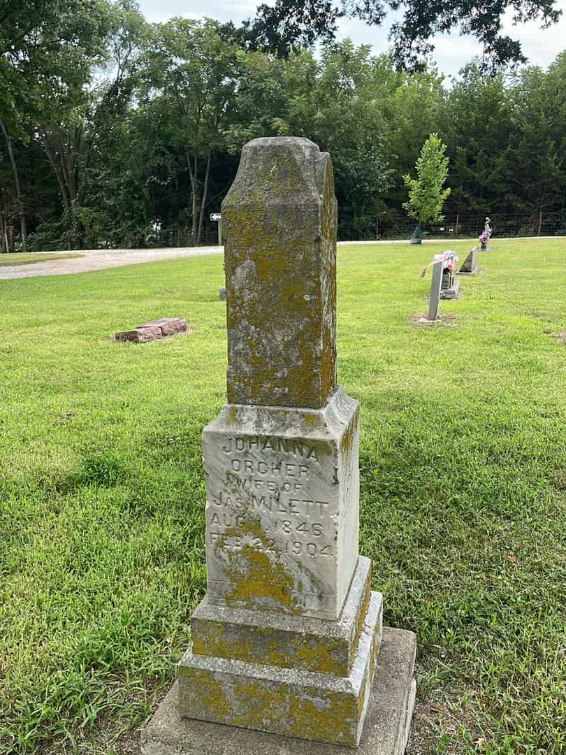 Johanna Orcher Milett's grave. Photo 1