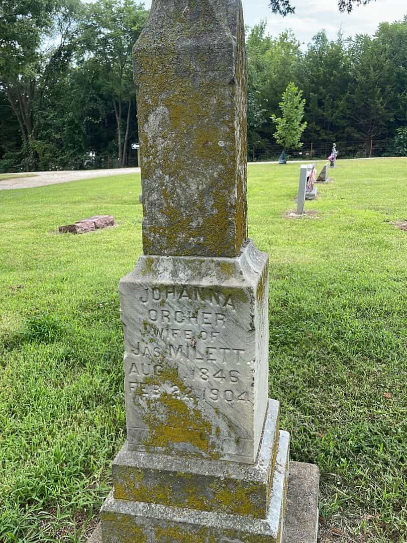 Johanna Orcher Milett's grave. Photo 3